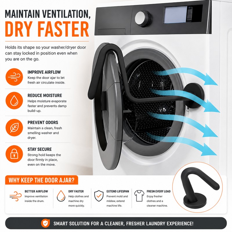 Magnetic Washer Door Prop for Front Load Machines – Flexible