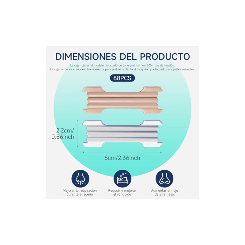 88 Pcs para Respirar Mejor,Alivio Instantáneo de Congestión Nasal.