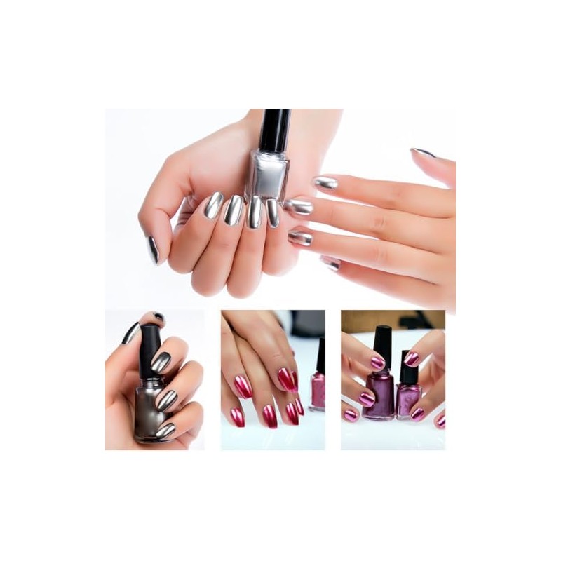 Esmalte de Uñas Efecto Espejo 6ml Gel Plata para Uñas