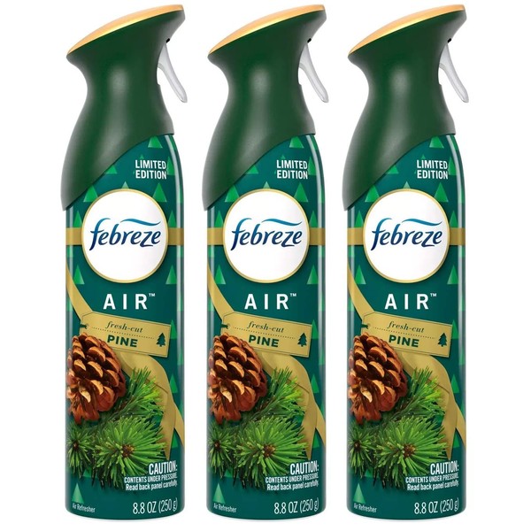 Febreze Air - Air Freshener Spray - Fresh-Cut Pine - Limited Edition Holiday Collection 2020 - Net Wt. 8.8 OZ (250 g) Per Bottle - Pack of 3 Bottles