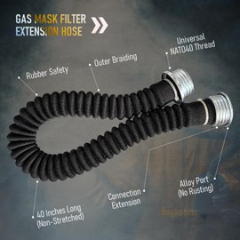 Angksorm PST-100X Respirator Hose Tube Pipe Assembly Universal 40mm Thread Extension Hose, 40-inch Length, Black, 1PCS