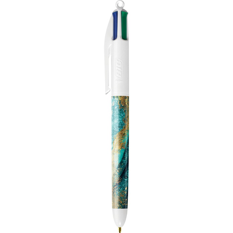 Bic 4 Colours Turquoise Marble Barrel Retractable 4 in 1