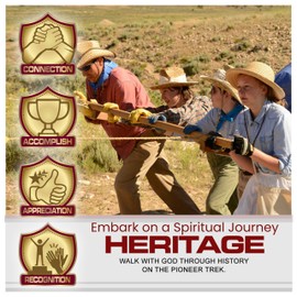 Armor Coin & Emblem - Solid Antique Bronze Pioneer Handcart Trek - Round Lapel Pin/Tie Tack