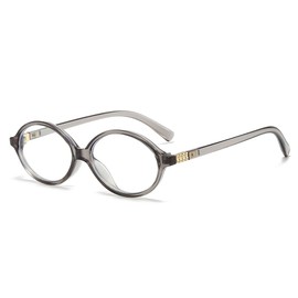 YAMEIZE Small Oval Blue Light Glasses Women - Men Retro Blue Filter Glasses Gaming Computer Glasses, Grey clear