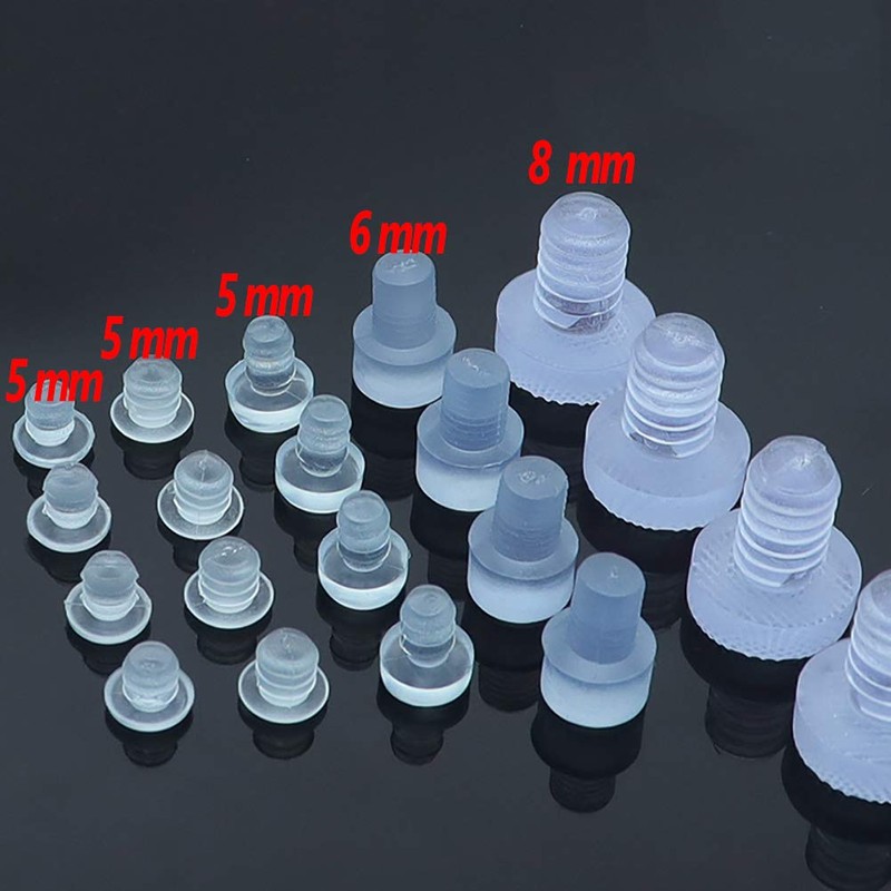 30 Pcs Glass Top Table Bumpers with Stem, Soft Clear