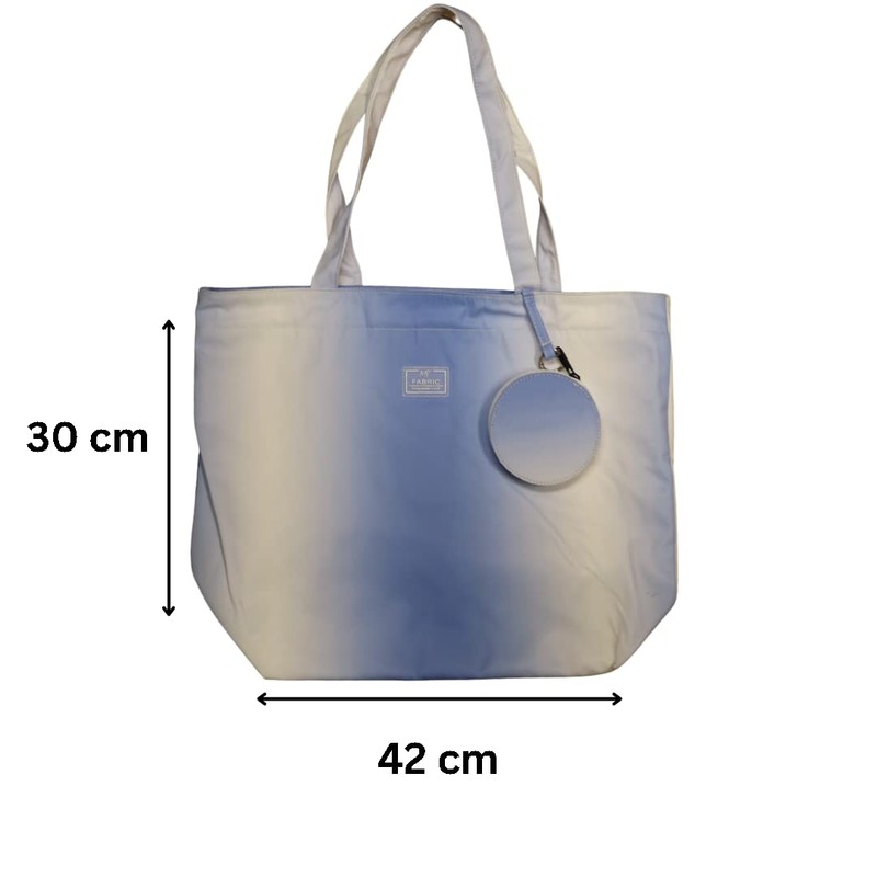 Elevanty Large Fabric Beach Bag with Zip and Blue Purse