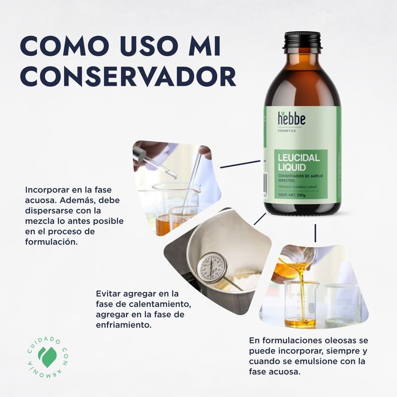 Hebbe - Leucidal, Conservador Natural y Antimicrobiano para Cosméticos, 250
