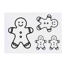 4 x 'Gingerbread Man Outline' Temporary Tattoos - Water Resistant, Skin-Safe, Non-Toxic Transfers, Mixed Sizes (TO00084784)