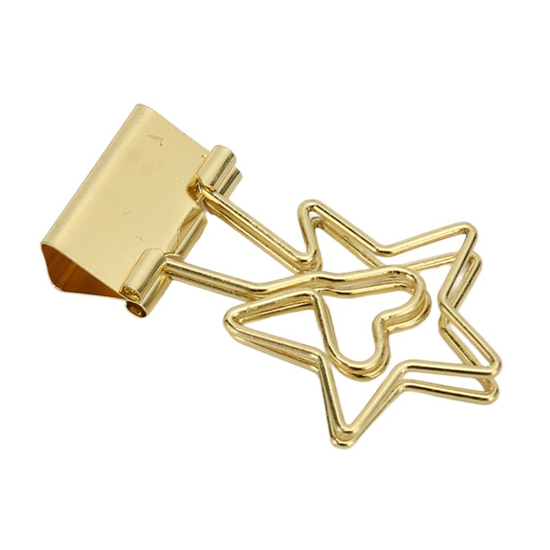100 Pcs Binder Clips Star Shape Paper Clamps Hollow Long