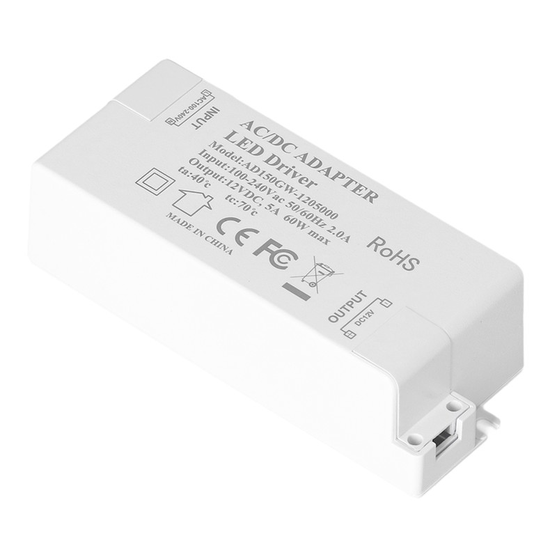60W LED Driver Transformer Input AC100‑240V Output DC12V 5A DIY