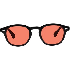 Bestum Inspired Square Sunglasses With Rivets Tinted Lens UV400 (Black, A Red)