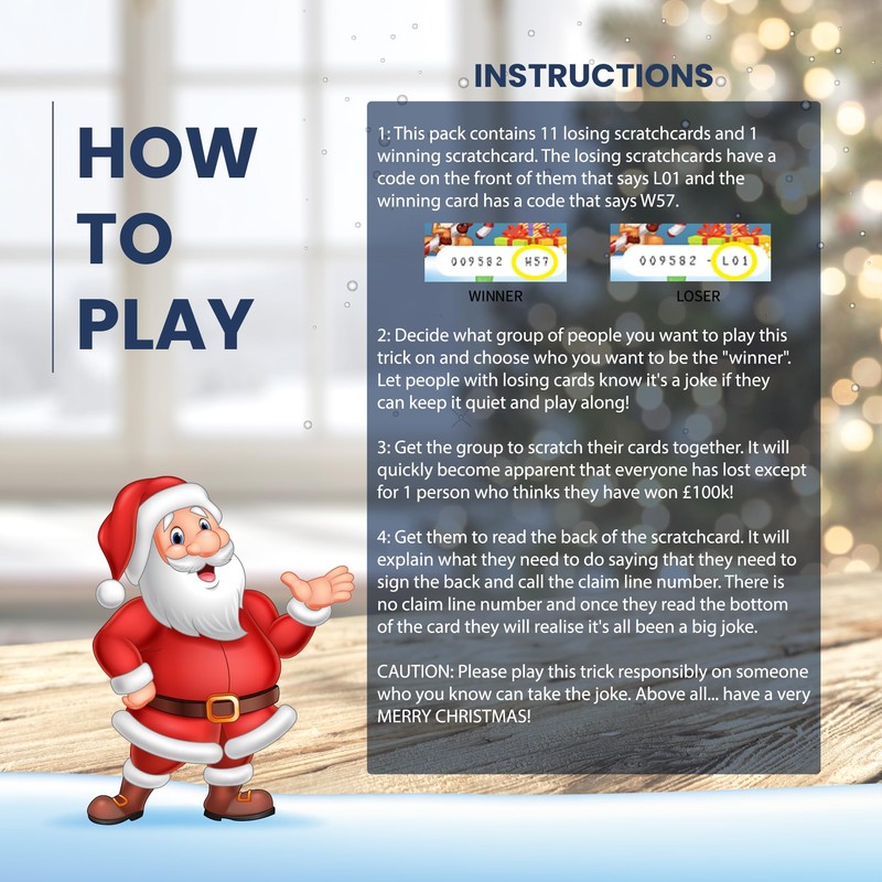 Lets Go Crimbo Pack of 12 Christmas Prank Joke Lottery
