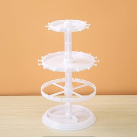 SM SunniMix Rotating Earring Holder Jewelry Display Stand Rotatable Modern Rotating Necklace Holder for Keyring Counter Bracelet Dresser, White