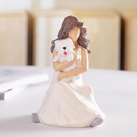 BUTILIVEEN Woman with Dog Figurines, Resin Angel Dog Figurine for Dog Lovers, Sympathy Dog Memorial, Pet Loss Gifts, Westie Gifts for Women, Friends