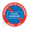 Aua Signaletique - Panneau Interdiction de Stationner Place Réservée - Ø 130 Mm, Aluminium Dibond 3 mm