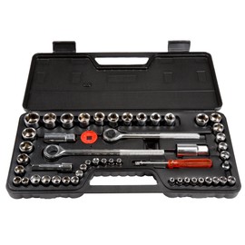 Stalwart 52 Piece 1/4, 3/8 and 1/2 Drive Socket Set SAE and Metric