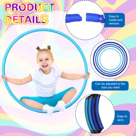 Sratte 12 Pcs Toy Hoop for Kid Detachable Adjustable Toy Hoop Colored Exercise Ring Plastic Circle for Kid Teen Gymnastics Equipment Require Self Assembly (28 Inch,Blue Series)
