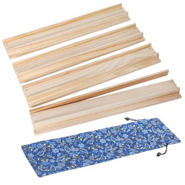 Jongyance Set of 4 Wooden Mahjong Racks with Pusher, A Blue Rack Bag, American Mahjong Accessories