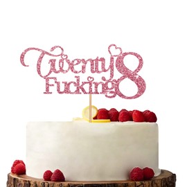 Decoración para tartas de 28 años de edad, color oro rosa, decoración para tartas de cumpleaños o aniversario