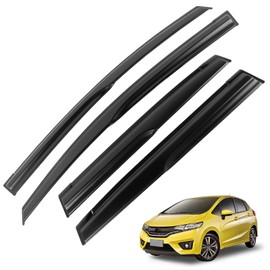 Window Visors Rain Guards Compatible with 2009-2014 Honda Fit Hatchback 4 Door, Acrylic Tape-On Style Window Sun Deflector Shield Cover for 09-14 Fit Hatchback