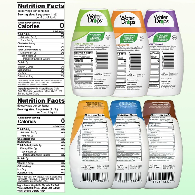 SweetLeaf Stevia Liquid Variety 6-Pack – Caramel, Chocolate, Vanilla Sweet