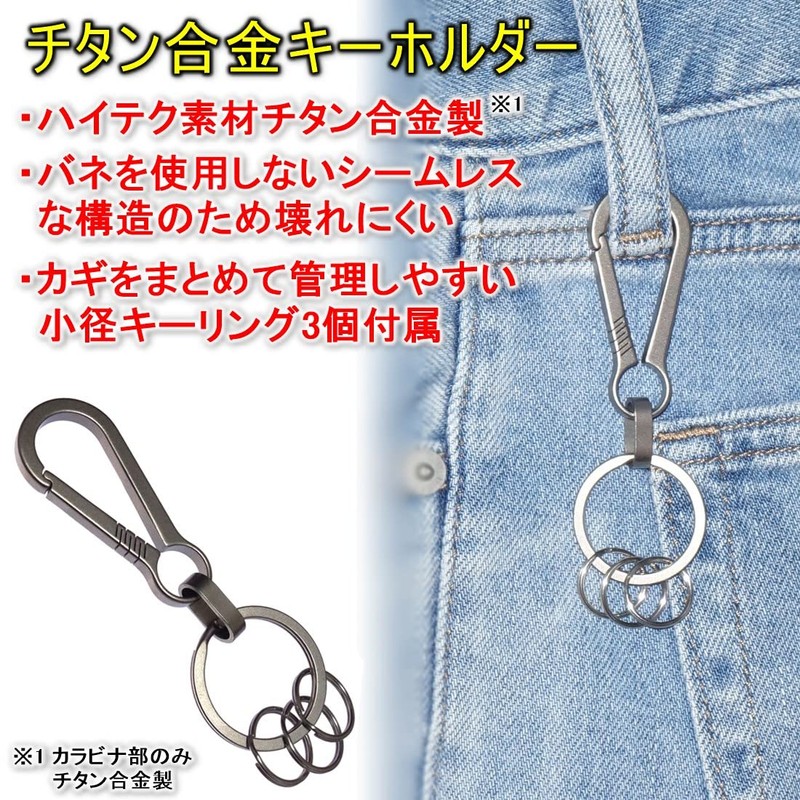 TKhits Titanium Carabiner Small Key Chain [Spring Free] Rust Proof
