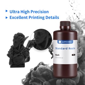 ANYCUBIC 3D Printer Resin, 405nm LCD UV-Curing 3D Resin, High Precision & Rapid Photopolymer Resin for LCD/DLP/SLA Resin 3D Printer (Black, 1kg)