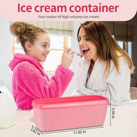 YouYuer Ice Cream Container for Ice Cream, 2 Pieces Storage Containers, Freezer Containers, Ice Cream Container with Lid, Freezer Container, Reusable Ice Container for Homemade Ice Cream, Sorbets