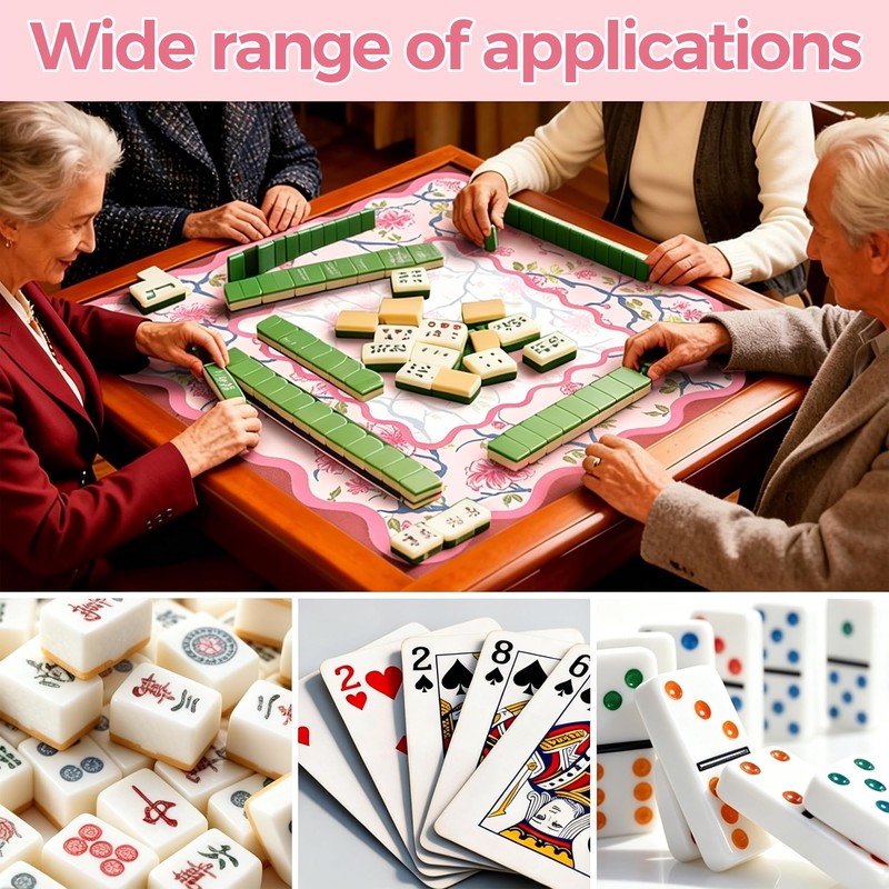 Scalloped Mahjong Mat with Storage Bag, 33” x 33” Widened