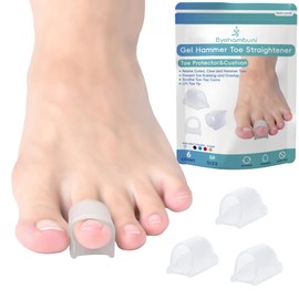 Byehambuni Hammer Toe Corrector, Hammer Toe Straighteners for Curled and Crooked Toe - Hammer Toe Cushion - Lifts Toe Tip, Soothes Toe-Top Corns - Hole Diameter 0.55 inches - Clear, 6 Count, Medium