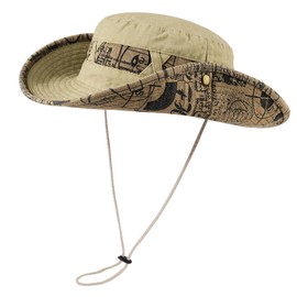 TAGVO Unisex Fashion Bucket Hat, Classic Two-Tone Letter Wide Brim Foldable UV Protection Safari Sun Hat, Packable Outdoor Men Women Khaki