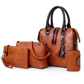 OYANIA Bolsas de Mujer 4 Piezas,Kit de Bolsa para Dama,Bolsos en Ofertas,Bolsa Mujer Mano Compras Casual Bolso con Bandolera Ajustable,Gran Capacidad,Cartera para Trabajo,Cita,Viaje,Fiesta