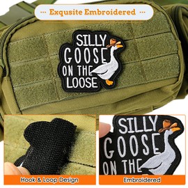 XMJY Funny Goose On The Loose Patch, 1 Pc Embroidered Hook and Loop Patches, Morale Meme Patches for Tactical Backpacks, Dog Harnesses, Army Vests, Gym Bags, Hats, Helmets