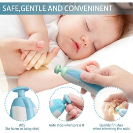 Baby Nail File Electric Nail Trimmer File Manicure Set, Toes Fingernails Care Trimmer with LED Light for Newborn, Kids and Adults