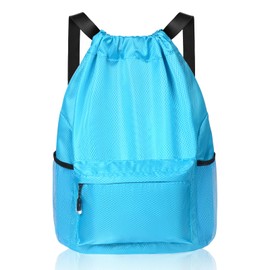 flintronic Drawstring Backpack, Waterproof Sports Backpack, Large Sports Gym Bag With Shoe Compartment and Water Bottle Mesh Pockets, for Sports School Beach Holidays Swimming Travel