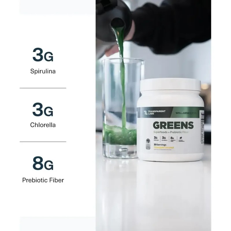 Transparent Labs Prebiotic Greens Superfood Antioxidantes 30
