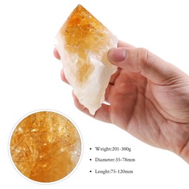 TUMBEELLUWA Natural Citrine Points Raw Crystals and Healing Stones Rough Rocks for Tumbling, Decoration, Polishing, Wire Wrapping, Wicca & Reiki, 201-300 g