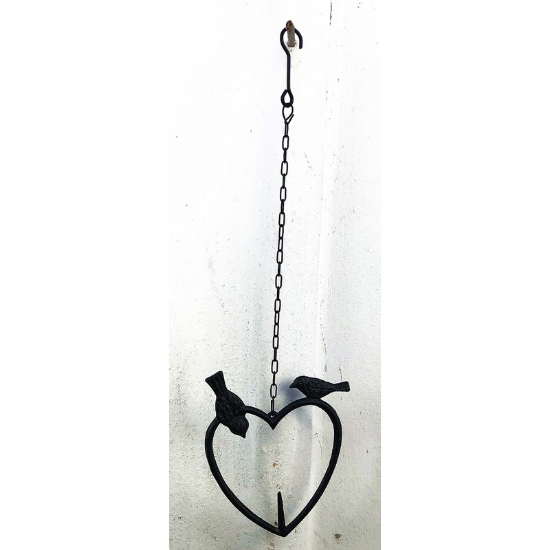 Spring life Cast Iron Heart Shape Wild Bird Hanging Fruit