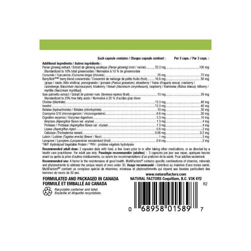 Natural Factors Men's MultiFactors® 90 Vegetarian Capsules