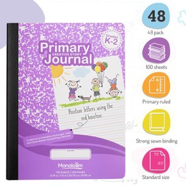 Primary Composition Notebook K-2, Primary Journal Grades K 2, Preschool, 1st Grade, Kindergarten Notebooks, Primary Ruled - 9.75 x 7.50 - Sturdy Covers - 100 Sheets - Assorted Colors (Bulk - 48 Pack)