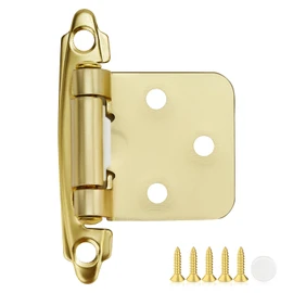 40 Pack 20 Pair Gold Cabinet Hinges - 1/2 inch Overlay Kitchen Cabinet Hinges, Semi-Concealed Hinges, Self Closing Cabinet Door Hinges with Door Bumper, Gold Face Mount Cabinet Hardware