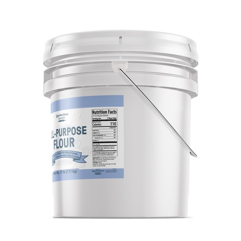 Unpretentious All Purpose Flour, 3.5 Gallon Bucket, Versatile Kitchen Staple,