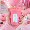 24 Pack Halloween Iridescent Plastic Cups, Ghost, Pink Color, 16oz