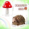 Queekay Queekay Resin Hedgehogs & Wood Mushroom Sculpture, Fairy Wild
