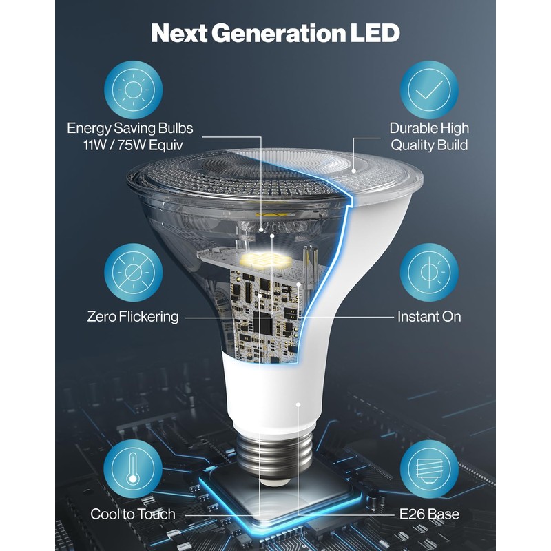 Sunco 12 Pack PAR30 Long Neck LED Flood Light Bulbs,