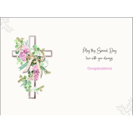 Jonny Javelin Confirmation Day Congratulations Card for Women or Girls - Confirmation Congratulations Card with Cross and Flowers Design and Embossed Foil Details