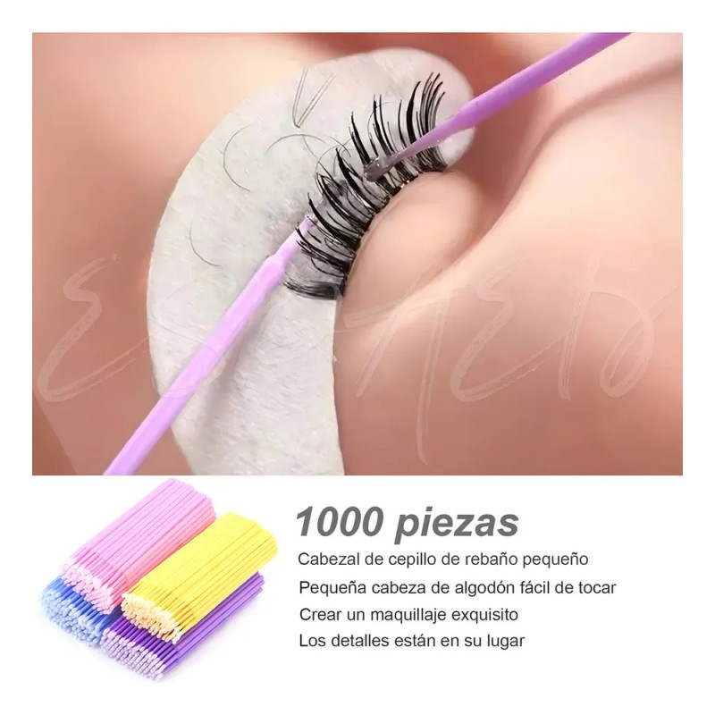 Ycrigns® 1000 Microbrush Microaplicadores Extensiones Pestañas 1x1 Cepillos Microfibra Para
