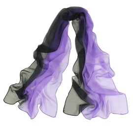 Long Chiffon Sheer Scarf Gradient - Pantonight Black Purple Shaded Colors Lightweight Scarf For Womens (Color 084)