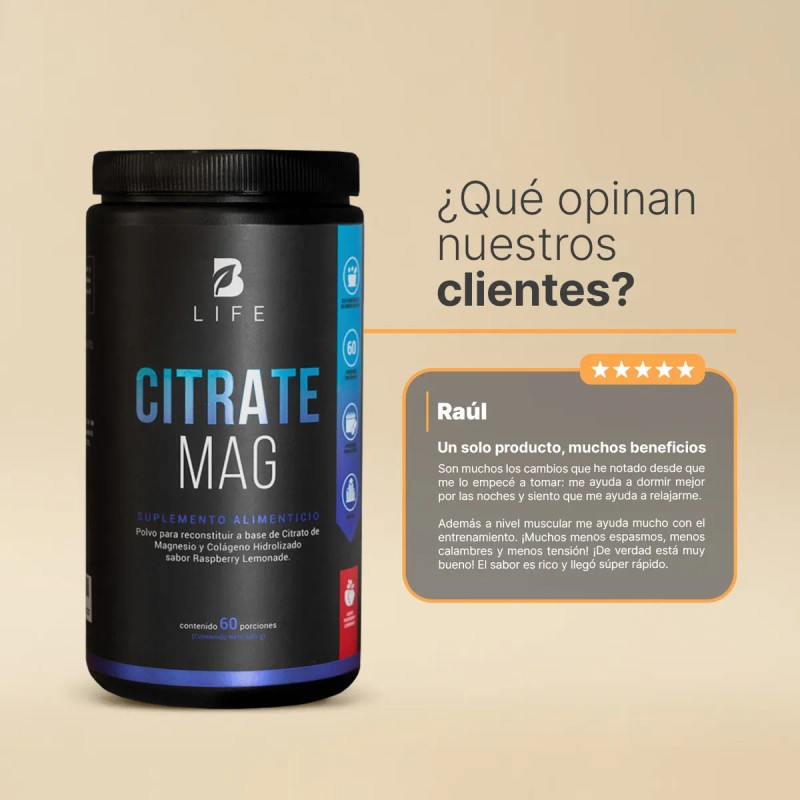 B-Life Citrato de Magnesio en Polvo | 600g de Alta