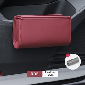 KHGUZ Car Seat Side Storage Pocket, Leather Hanging Foldable Multifunctional Vehicle Front Door Back Organizer Box, Waterproof Auto Interior Organizing Container, Universal fit(Wine Red)